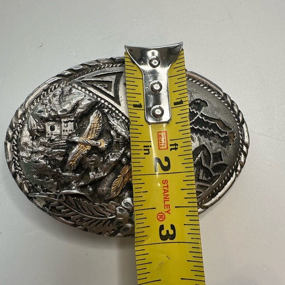 Vintage SSI Eagles Feather Belt Buckle Gold Plated And Silver Plated Detailed - Picture 7 of 7